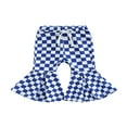 thumbnail image 1 of Pantalon Évasé Décontracté pour Petite Fille, Mode, à Carreaux, à Nouer, Taille Haute, Long, 1 of 7
