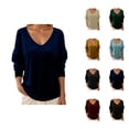 thumbnail image 1 of Hauts en Velours pour Femmes 2026 Mode Automne Hiver Manches Longues Col en V Rétro Décontracté T-Shirts pour Sortir, 1 of 4