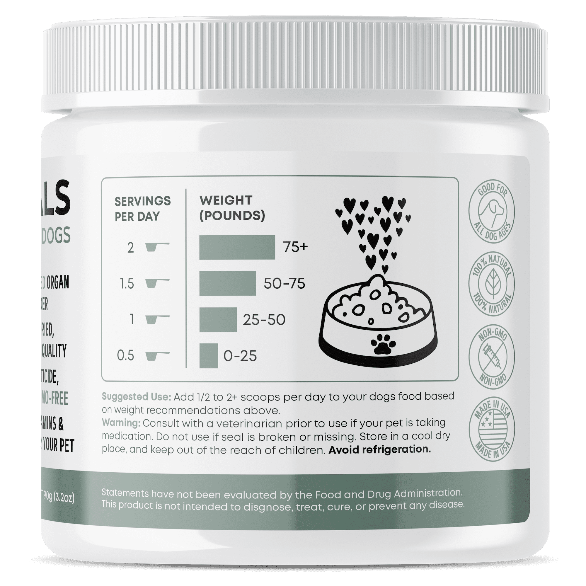 PRIMALRX K9 Essentials Multi-Organ Powder for Dogs, Grass-Fed Beef Organs, 120g