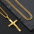 thumbnail image 4 of VNOX 2 Pcs Crucifix Cross Necklace for Men, Layered Stainless Steel Pendant Rope Chain,Gold Crucifix Necklace, Jesus Cross Necklaces Religious Gifts for Men, 4 of 7