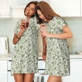 thumbnail image 4 of Fotbe Green Rabbit Bata de Dormir para Mujer con Estampado, Camisón de Algodón de Manga Corta, Ropa de Dormir Casual, 4 of 6
