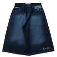 Y2K Style Gothic Shorts Men Graphic Print Retro Blue Baggy Denim Gym