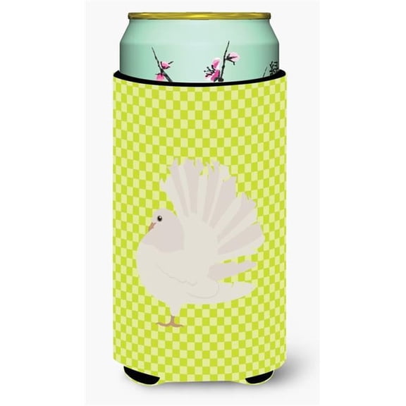 Silver Fantail Pigeon Green Tall Boy Beverage Insulator Hugger