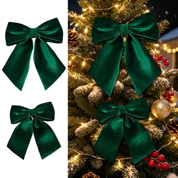 WDOBM Christmas Decorative Bows, Green Christmas Bow Decor Tree Wreath Door Wall Party, Christmas Tree Bow, Velvet Christmas Bows for Home Decor Indoor