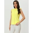 thumbnail image 2 of Unique Bargains Women's Ruffled Trim Sleeveless Pleated Plain Blouse Top XS Light Yellow, 2 of 6