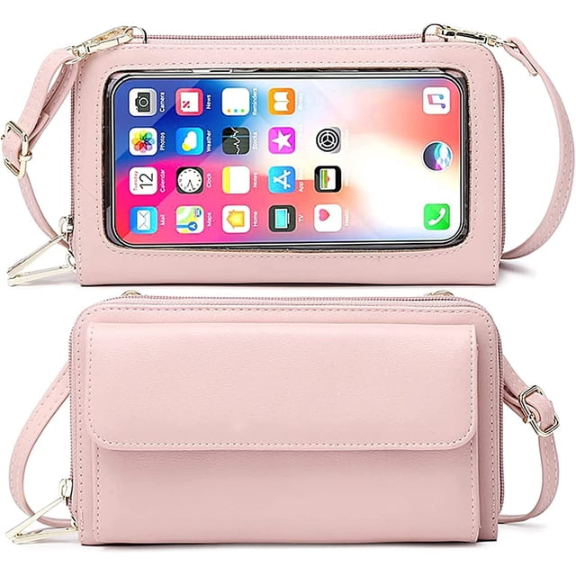 Bolso Bandolera para Teléfono Celular Mujer con Protección RFID Bolso con Pantalla Táctil Cartera de Cuero PU Monedero Mujer Tarjetero de Formato Largo con Correa para el Hombro y Correa para la Muñec