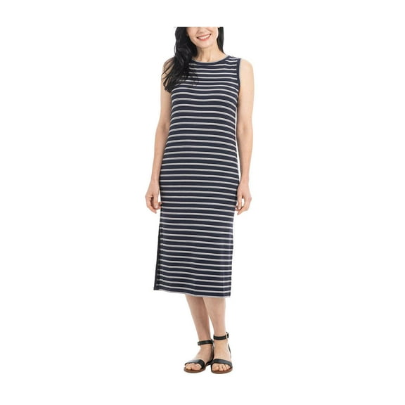 Hilary Radley Women's Dresses Sz M Striped Midi Tank Dress Blue