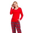 thumbnail image 4 of GLOBAL Women's Flannel Pajama Sets Knit Top Flannel Pants Sleepwear Long-Sleeve Top & Bottom, Size S-3XL, 4 of 5