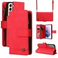 thumbnail image 1 of ELEHOLD for Samsung Galaxy S23 Plus 6.6 inch Wallet Case for Women Men, PU Leather Soft TPU Hand Strap Crossbody Shoulder Strap Zipper Cash Pocket Card Slots Kickstand Case for S23+,Red, 1 of 18