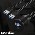 thumbnail image 5 of Batige Cable Usb 3.0 A Tipo C 3.0 Para Montaje En Coche, Cable De Extensión Macho A Hembra De Doble Puerto, Resistente Al Agua, Para Panel De Salpicadero De Coche, Camión, Barco, Motocicleta, 3 Pies, 5 of 5