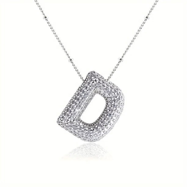 Collar Colgante de Oro Collar de Carta Incrustado con Collar de Cobre Hueco, Collar Colgante de Diamante de Carta Collar de Carta de Oro