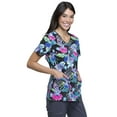thumbnail image 4 of Tooniforms Scrubs Top For Women V-Neck Print TF614, 4 of 7