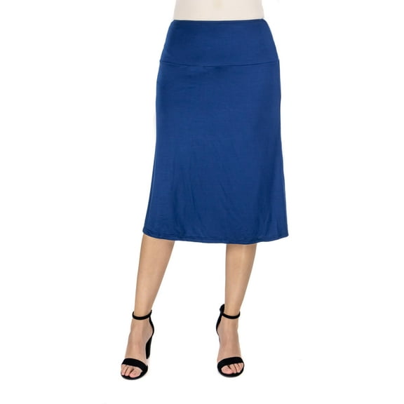 24/7 Comfort Apparel Womens A Line Elastic Waist Knee Length Skirt