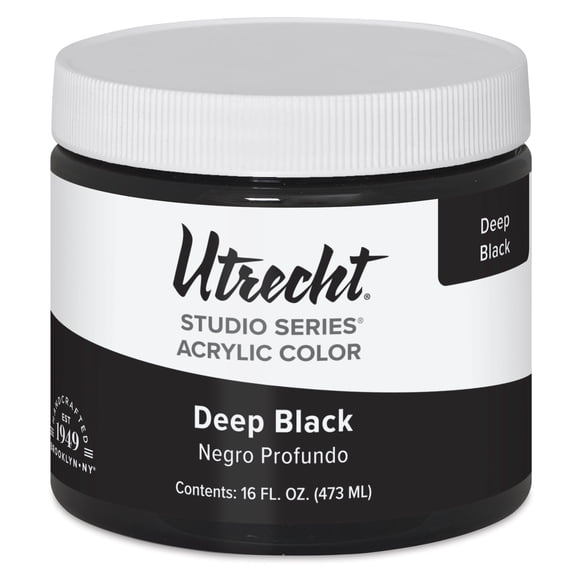 Utrecht Studio Series Acrylic Paint - Deep Black, Pint