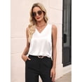 thumbnail image 6 of Women'S Silk Satin Tank Tops V Neck Casual Camisoles Sleeveless Business Work Blouses Dressy Summer Shirts White XXL, 6 of 8