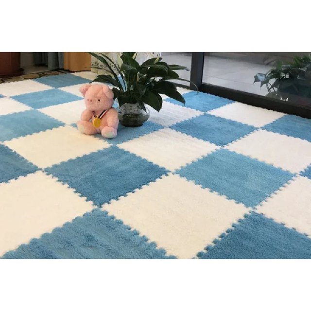 HLONK30*30CM Soft Plush Children Kids Rug Play Mat Puzzle Carpet Warm Playmat Interlocking Exercise Tiles Floor Carpet Decoration Mat