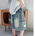 thumbnail image 5 of CPNG Kids Boys Denim Bermuda Shorts Wide Leg Denim Shorts Streetwear Vintage Aesthetic Baggy Jeans for Teen Boys Elastic Waisted Loose Jeans Grunge Skaer Jeans, 5 of 5