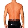 thumbnail image 3 of INSPIRE CHIC Rhinestone Fishnet Tank Tops for Men's Shiny Sparkly Mesh Sleeveless Tops Festival Sheer Vest L Orange, 3 of 6