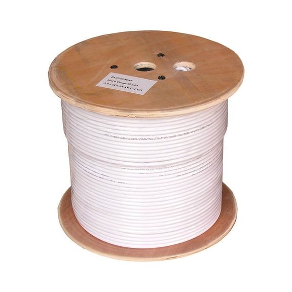 ACCL 1000Ft RG6 Bare Copper CMP (Plenum) Quad Shield Coax Cable White, 1 Pack