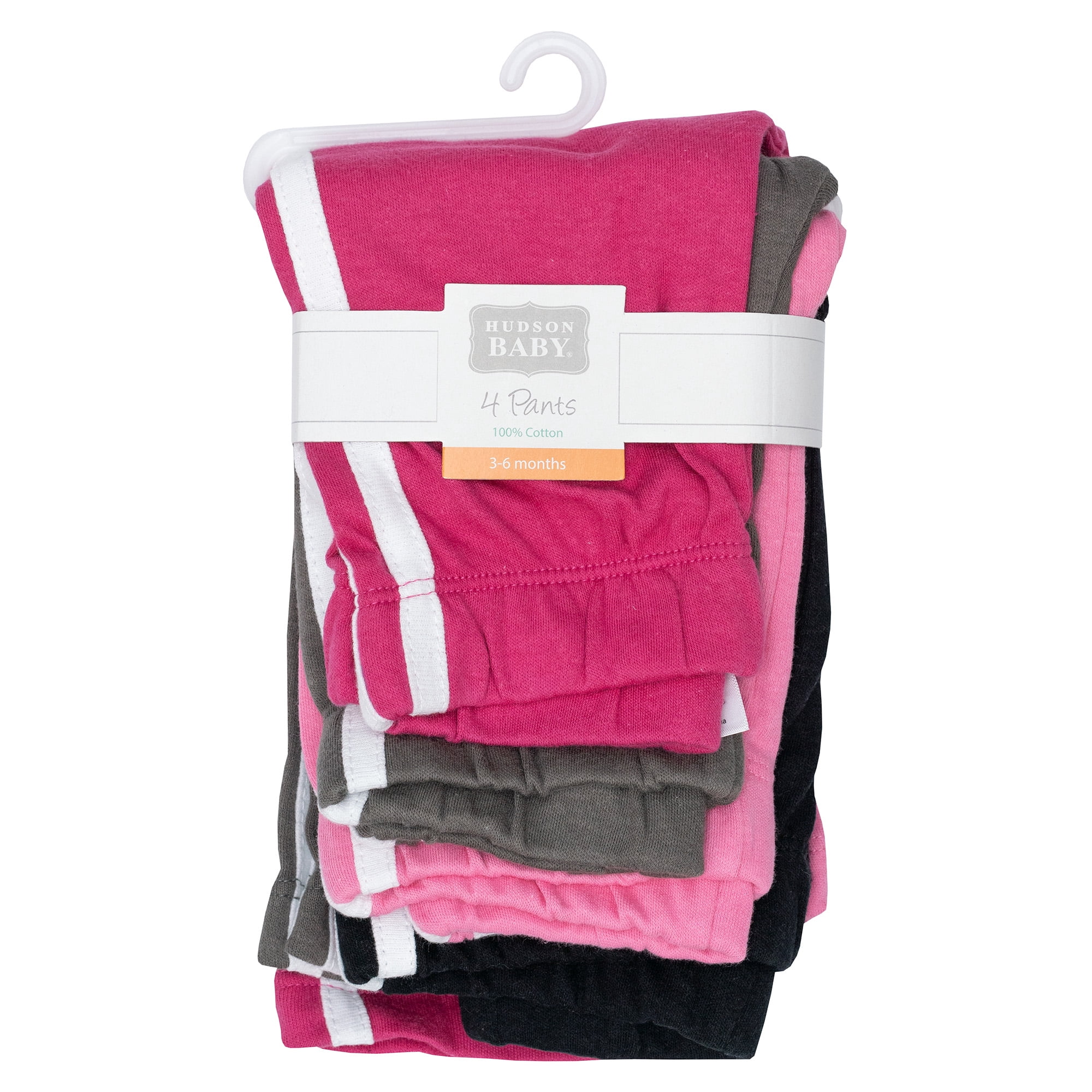 Hudson Baby Girl Cotton Pants and Leggings, Fuchsia Black, 3-6 Months
