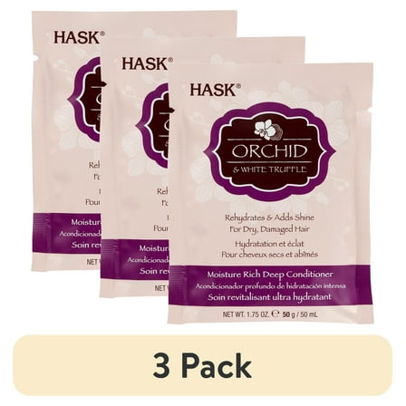 (3 pack) Hask Orchid & White Truffle Moisture Rich Deep Conditioner Packet, 1.75 oz