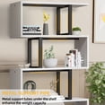 thumbnail image 3 of DWVO 5-Tier S-Shaped Bookshelf, Geometric Bookcase Wooden Z-Shelf Storage Modern Open Shelving, Freestanding Display Bookshelf for Living Room Home Office, Cream White, 3 of 7