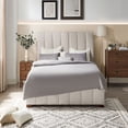 thumbnail image 5 of Kevinplus Twin/Queen Upholstered Bed Frame with Headboard, Wood Slat Support, No Box Spring Needed, White, 5 of 8