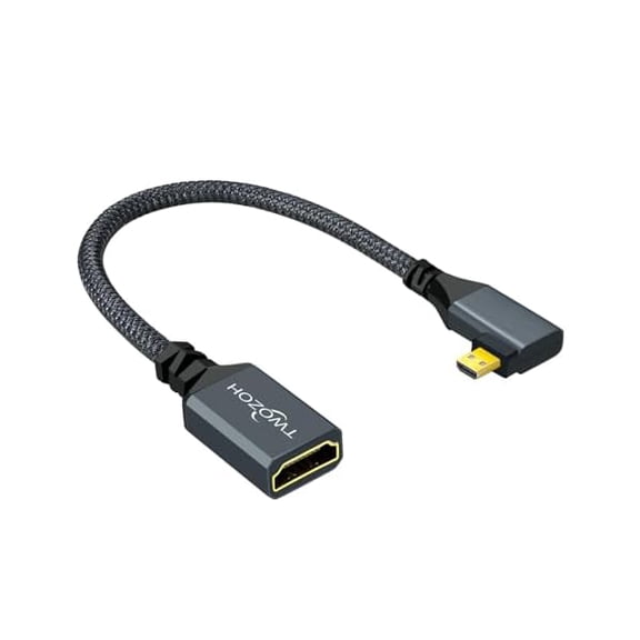 90 Nylon Braided Micro HDMI to HDMI Adapter Cable - Supports 4K/60Hz, 100p (0.6FT)