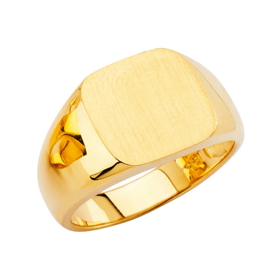 Wellingsale Mens Solid 14k Yellow Gold Polished Engravable Signet Ring - Size 8