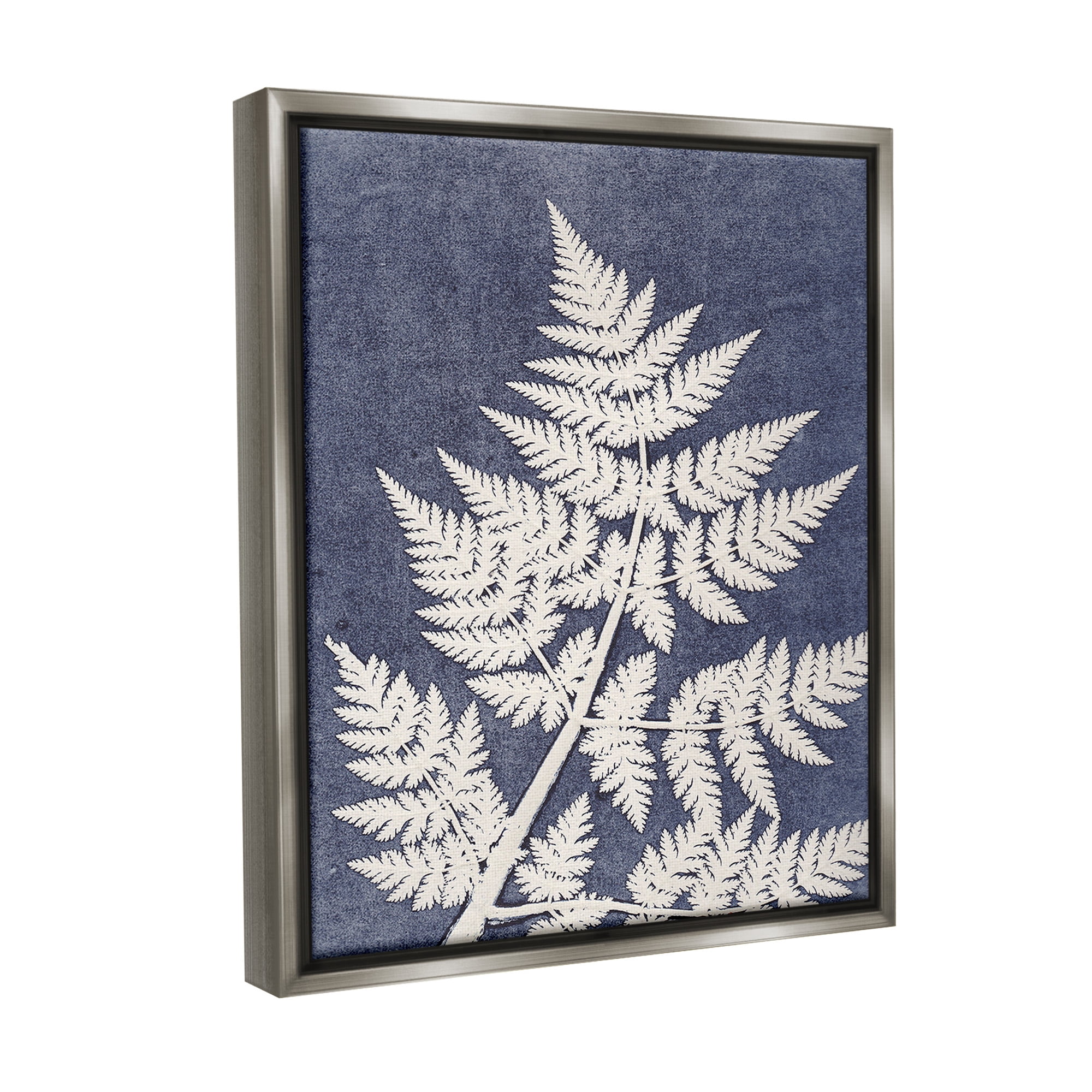 Stupell Industries Forest Fern Silhouette Botanical & Floral Painting Gray Floater Framed Canvas Art Print Wall Art, 25 x 31