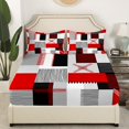 thumbnail image 3 of Erosebridal Patchwork Rectangle Bed Sheets Set Queen Size,Geometry Stripe Bedding Sets Queen Size,Abstract Artwork Decor,Breathable,4 Pieces, 3 of 7