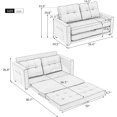 thumbnail image 3 of 59.4" Loveseat Sofa with Pull-Out Bed Modern Upholstered Couch with Side Pocket for Living Room Office Sofabed, Brown, 3 of 9