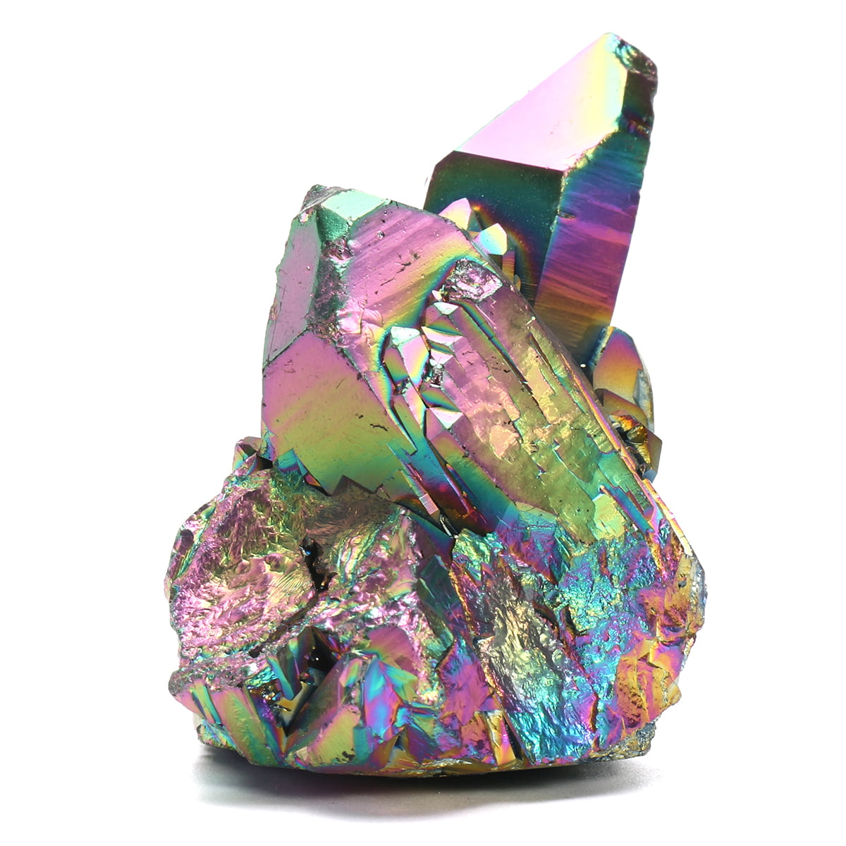 Rainbow Titanium Coated Drusy Quartz Crystal Geode Gemstone Mineral