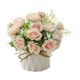 thumbnail image 2 of Jarrón de cerámica con arreglos de flores artificiales – Decoración de bola floral de seda falsa, ramo de plástico, tallos ajustables, centro de mesa para fiesta en casa y oficina de boda, 2 of 6