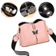 thumbnail image 5 of Bolsa de hombro de cuero suave lavado para mujeres, gran capacidad con cierre de cremallera múltiple, con concha, rosa, 5 of 9