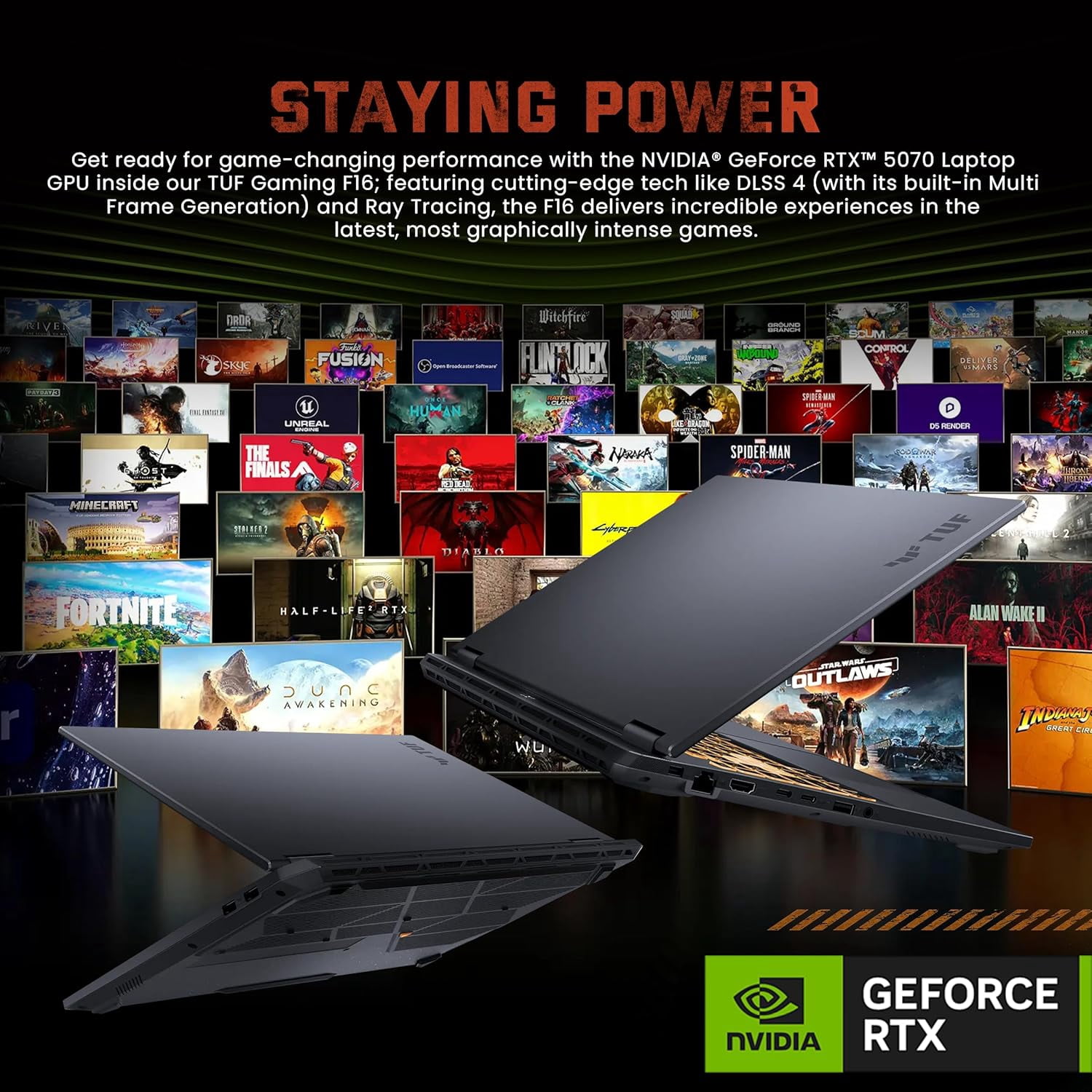 ASUS TUF F16 16" WUXGA 165Hz Gaming Laptop, Intel i7-14650HX, NVIDIA GeForce RTX 5070 8GB, 16GB DDR5, 1TB SSD, RGB Backlit Keyboard, 1080p IR Camera, Wi-Fi 6E, Win 11, Gray, 1TB Docking Station Set