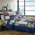 thumbnail image 3 of Tartan Plaid Quilt Set 3Pcs Bedding Set Bedroom Bed Reversible 100% Cotton Full/Queen Size, 3 of 8
