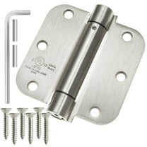 Cauldham (2 Pack) Heavy-Duty 3-1/2" Self-closing Spring Door Hinge with 5/8" Radius Corners, UL Listed - Satin Nickel
