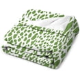 thumbnail image 3 of Yibo Flannel Plush Throw Blanket Green and White Cheetah Leopard Print Animal Skin Pattern Throws Super Soft Blanket for Couch Sofa Bed Chair Lightweight Warm Air Conditioning Blanket, 3 of 8