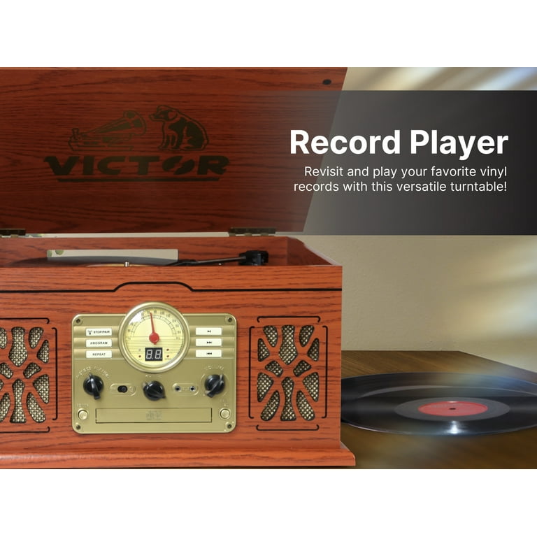 VICTOR State 7-in-1 Turntable Music Center with 3-Speed Record