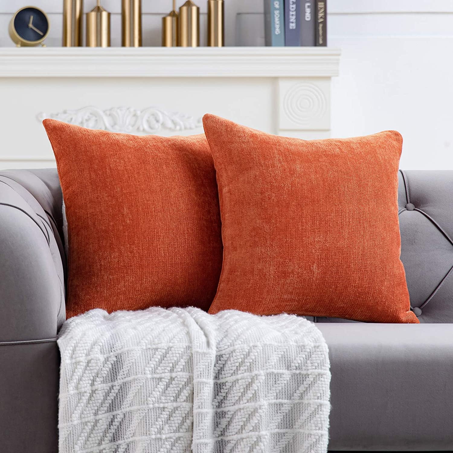 Housses 50x50 Feuille érable Orange Housses De Coussin Automne 50x50 Cm - Motif Feuille D'érable Orange - Lot De 2, Double Face, Zip Invisible Housse De Coussin D'automne