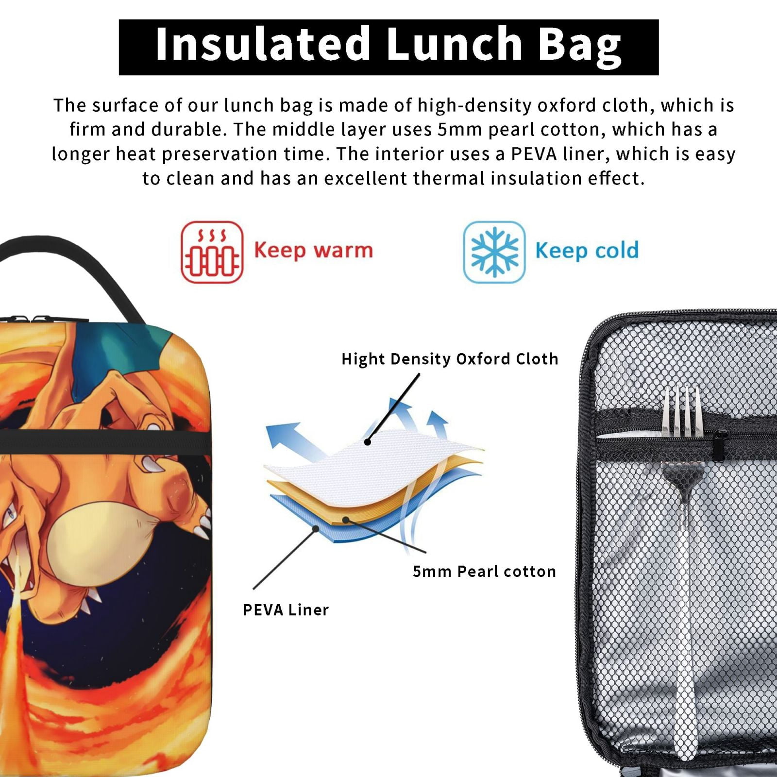 Lunch Bag Tote Bag Portable Insulated Lunch Box For Beach Camping Travel Work School Office