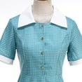 thumbnail image 4 of Blmnix Button Down Women Dresses Tent Gingham Dress Under Dresses Blue Short Sleeve Cocktail-Length Collared Belted Summer Dress,S, 4 of 7