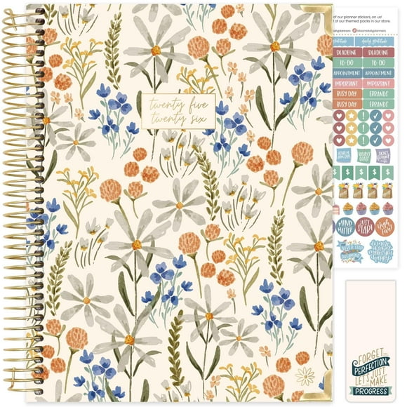 bloom daily planners HARDCOVER 2025-2026 (8.5" x 11") Academic Year Day Planner (July 2025 - July 2026) - Task Goal Organizer - Monthly & Weekly Inspirational Agenda Book - Whimsical Wildflowers