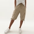 thumbnail image 2 of Hngshg Plus Size Cargo Capris for Women Bow Drawstring Solid Color Casual Pants with Pockets Summer Vacation Workout Pants, 2 of 7