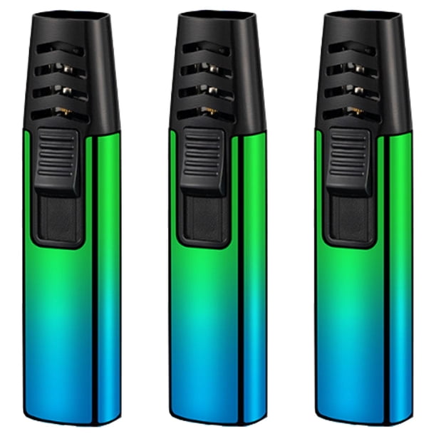 Encendedor Antorcha Portatil ColorTorchBlue 3 Pzas Azul/Verde Recargable Metal Gas Butano.