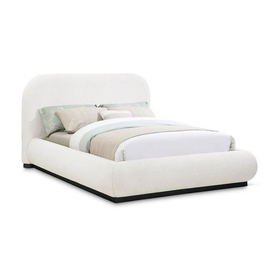 Meridian Furniture Vaughn Cream Boucle Fabric King Bed