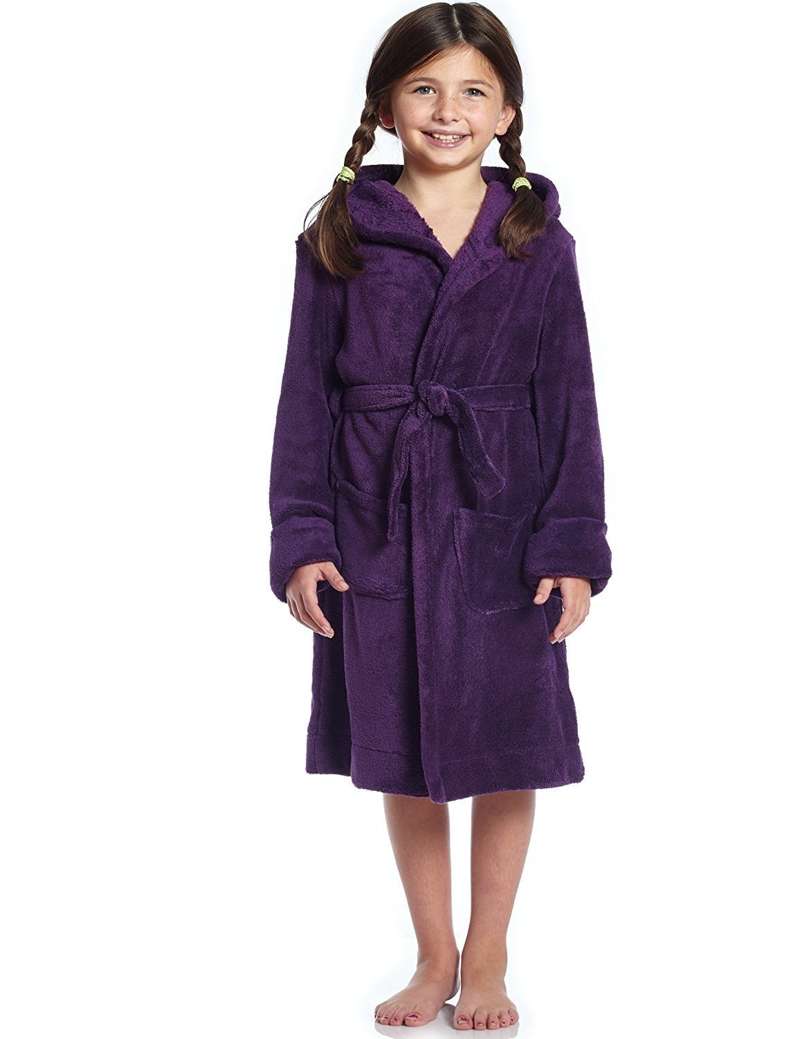 Leveret Leveret Kids Robe Boys Girls Solid Hooded Fleece Sleep Robe