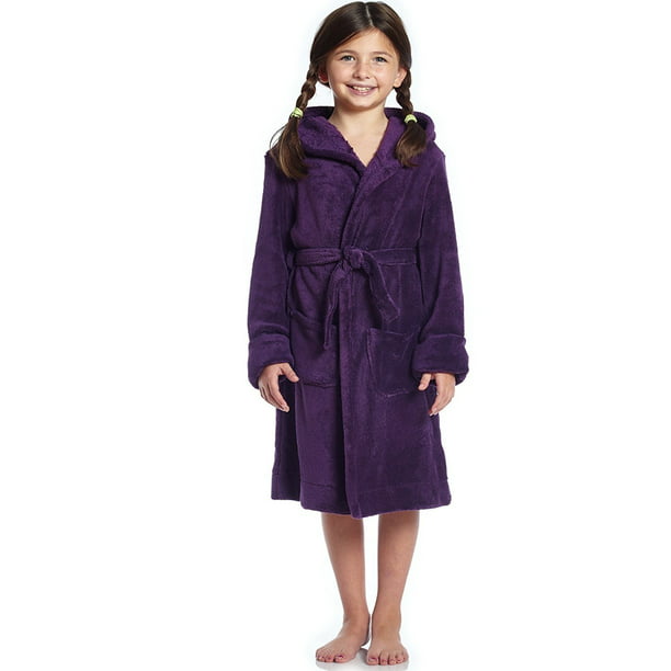 Leveret - Leveret Kids Robe Boys Girls Solid Hooded Fleece Sleep Robe ...