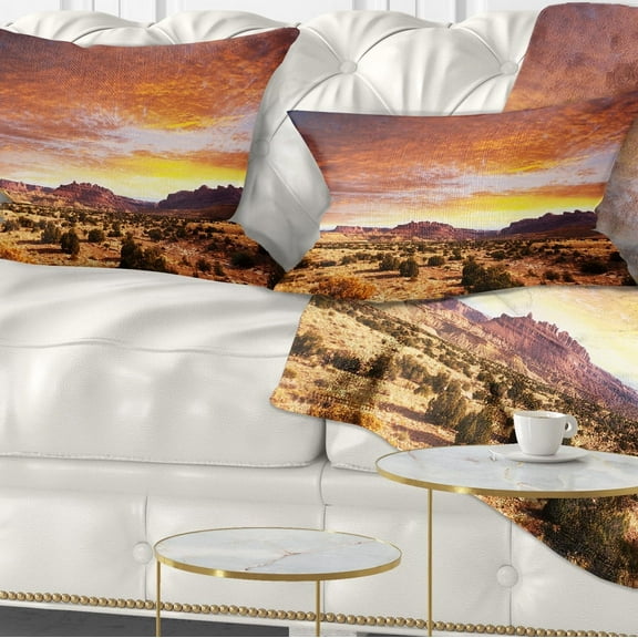 Designart 12" x 20" Brown Polyester Throw Pillow